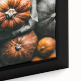 Extra large framed canvas featuring a textured depiction of a fall scene in black with colorful accents.
