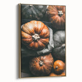 Framed canvas featuring a vintage-style landscape painting with autumnal hues, ideal for bedroom wall art.