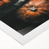 Art deco poster featuring an autumnal scene with warm orange and brown tones on rolled canvas.