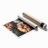 Extra large rolled print featuring a floral design in autumn hues, ideal for classy bathroom or large living room wall art.