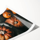 Extra large wall art featuring line art flowers in muted autumn hues on a rolled print, ideal for large living room decor.