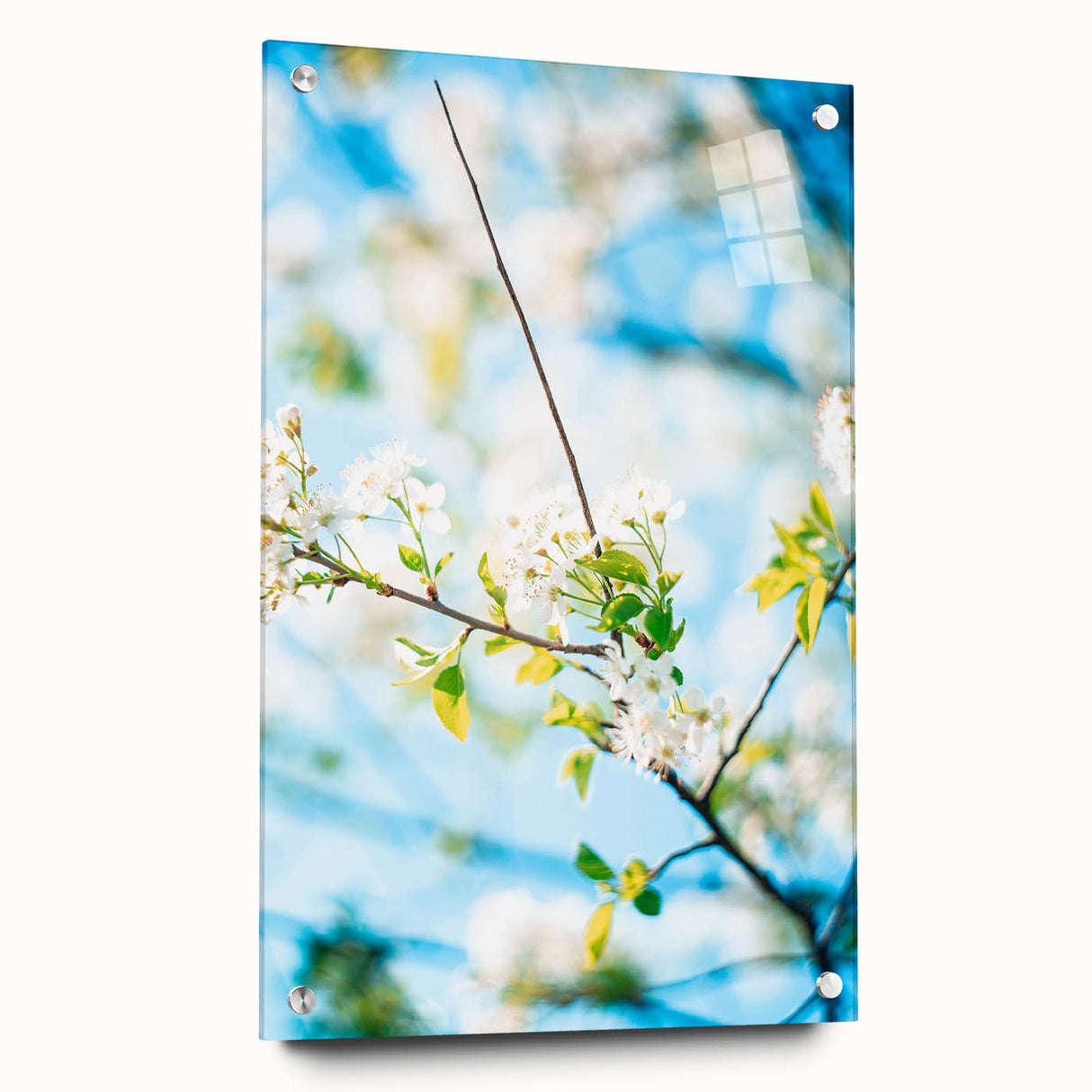 Large abstract wall art depicting spring season in pastel shades, acrylic print, suitable for bedroom or dining room decor.