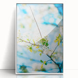 Art deco poster featuring a spring-themed design in pastel shades on white acrylic, ideal for nursery wall art.