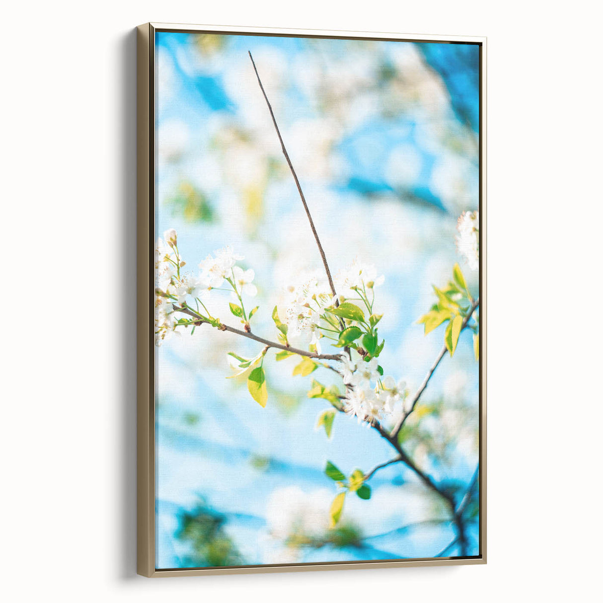 Framed canvas depicting a vintage-style landscape with soft pastel colors, ideal for bedroom wall art.