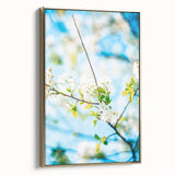 Framed canvas depicting a vintage-style landscape with soft pastel colors, ideal for bedroom wall art.
