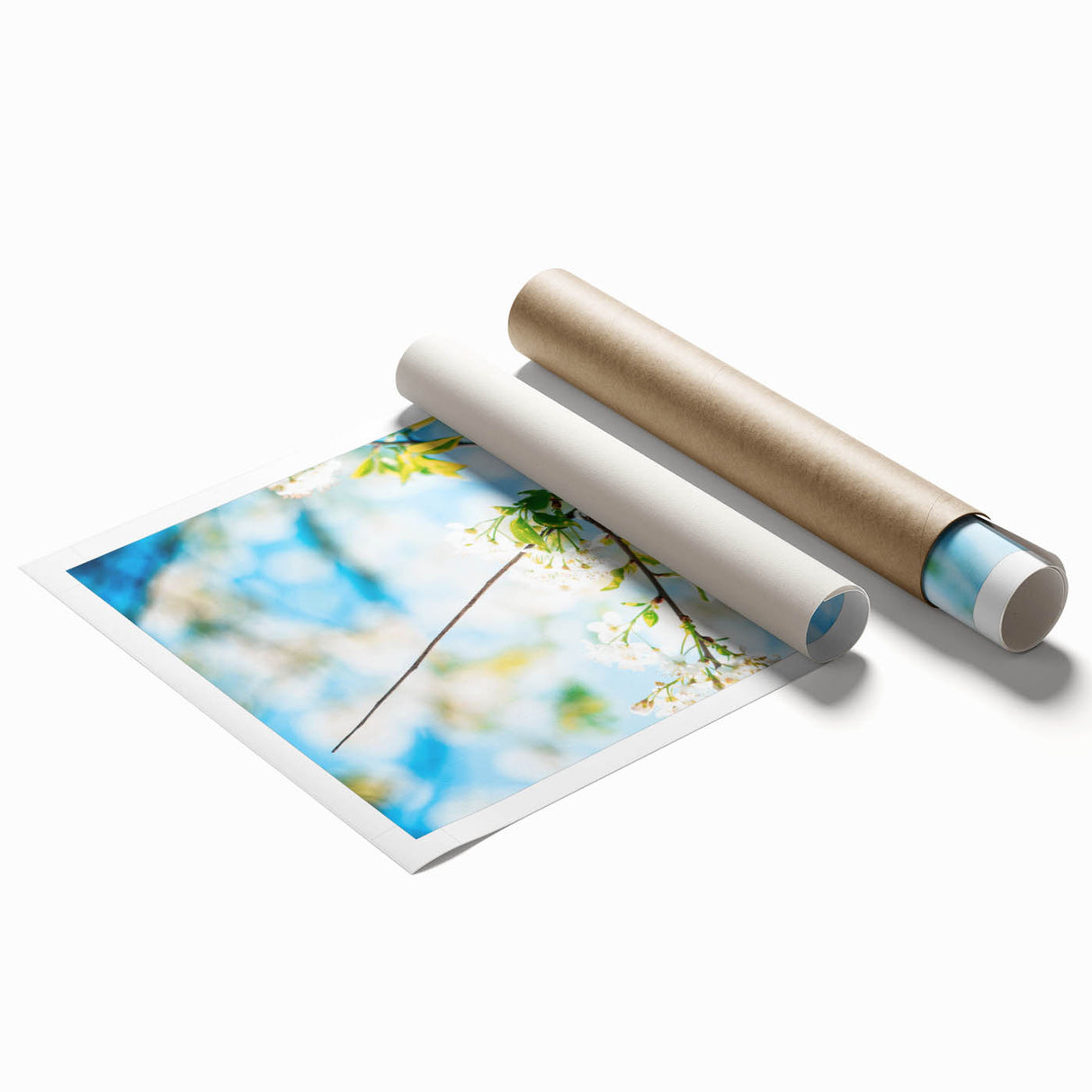 Extra large rolled print featuring a floral art design in pastel shades.