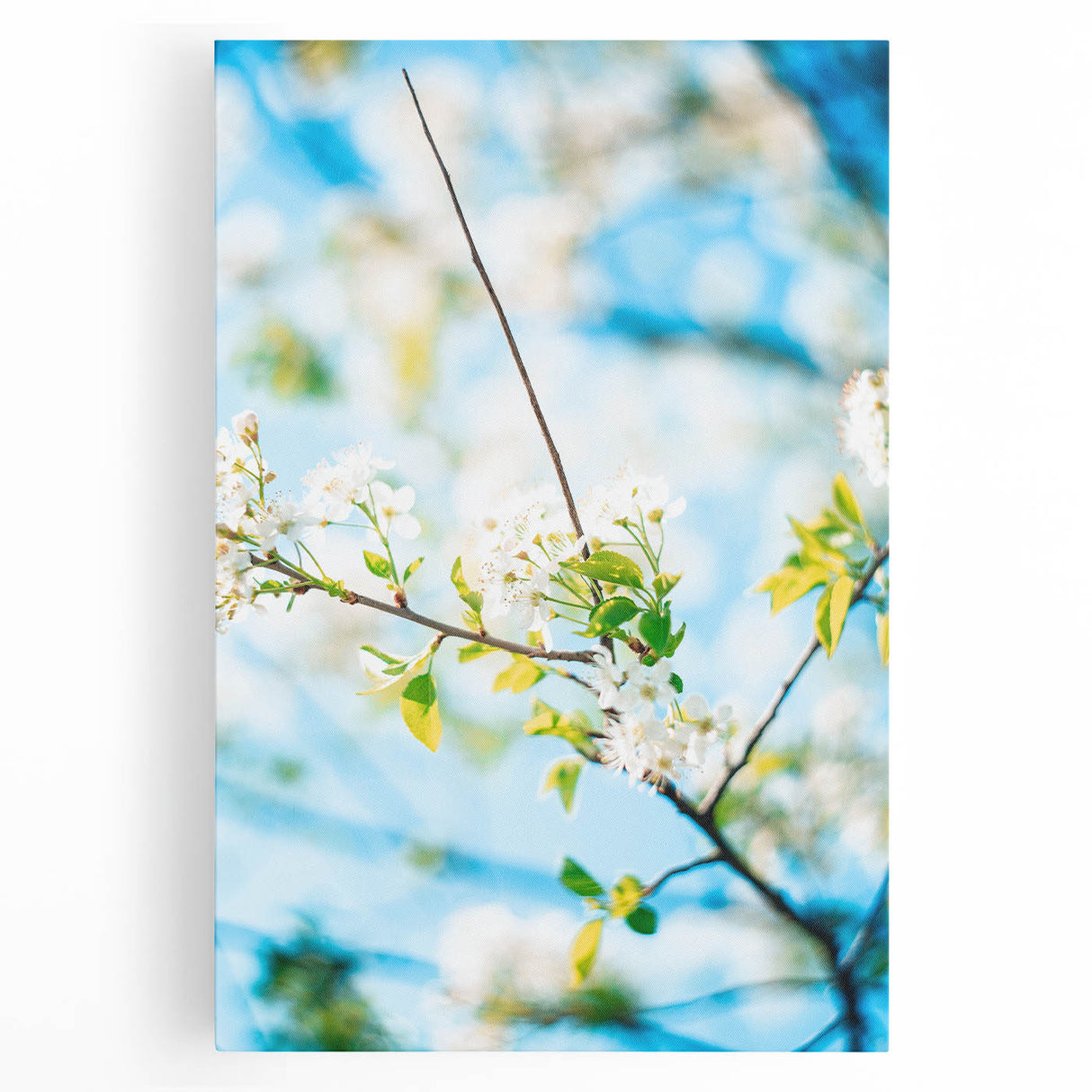 Large black and white abstract art on stretched canvas depicting spring season, suitable for kitchen wall art.