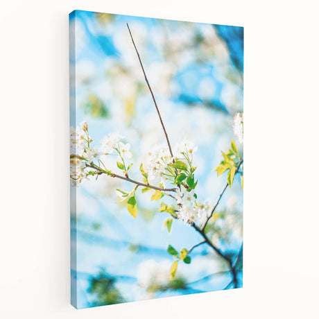 Spring-themed abstract painting on stretched canvas, featuring soft green and pink hues, ideal for kitchen wall art.