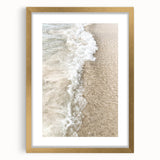 Extra large abstract art print featuring textured swirls in gold and white tones on a canvas, ideal for living room decor.