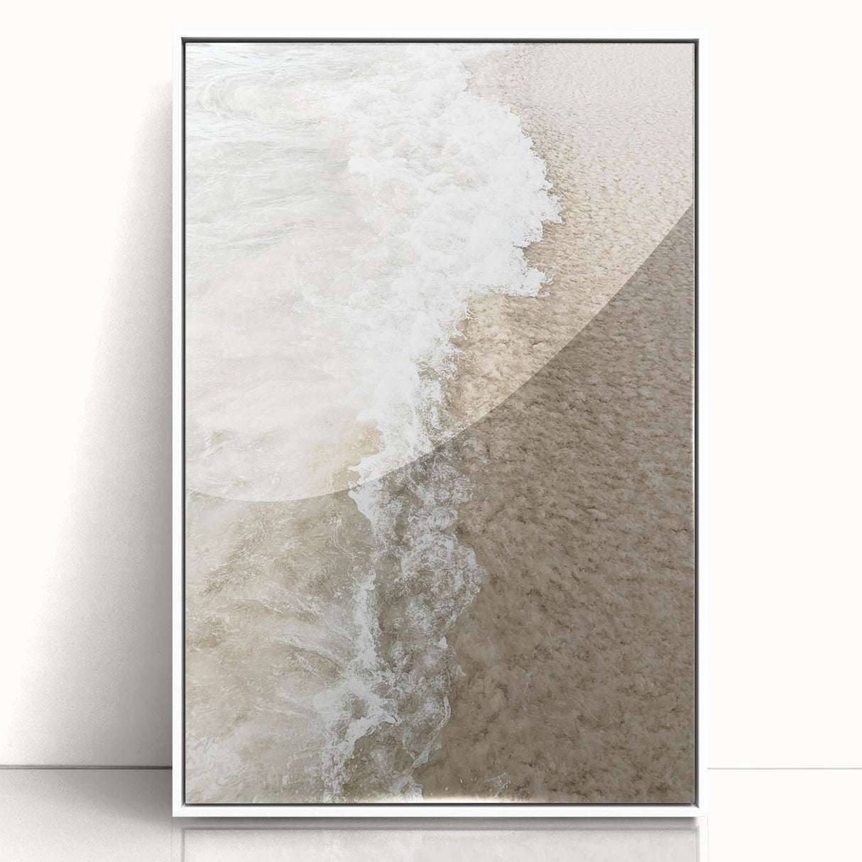 Art deco poster featuring a serene summer landscape in pastel shades on white-framed acrylic, suitable for nursery wall art.
