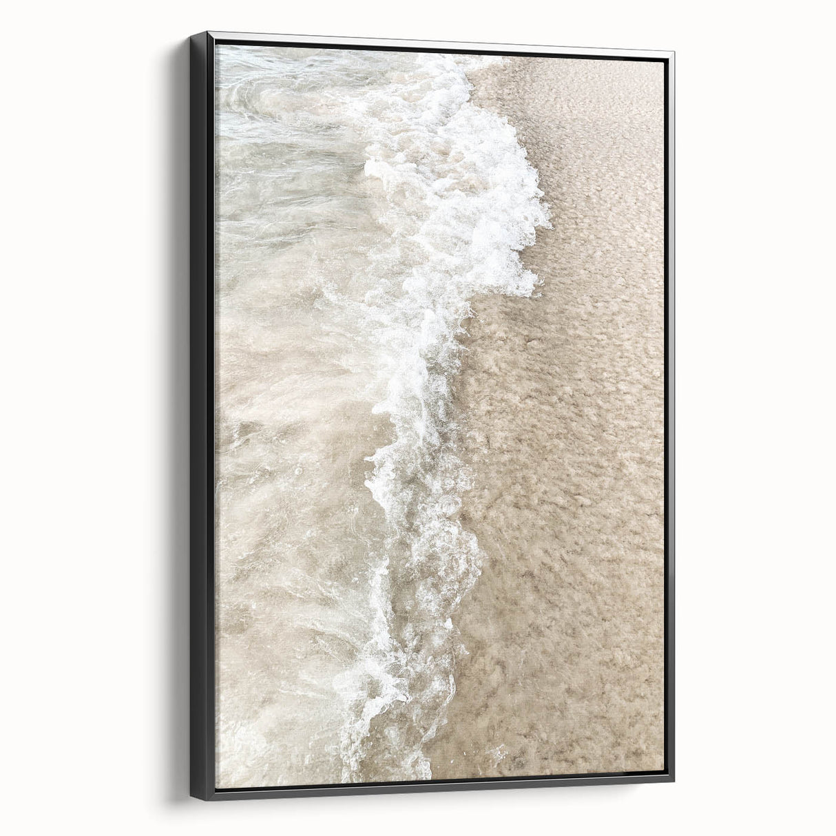 Black and white vintage poster art depicting a serene landscape on a framed canvas, suitable for bedroom decor.