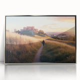 Framed acrylic artwork showcasing a stunning castle landscape design, featuring intricate details and vibrant colors, ideal for home decor or art collectors.
