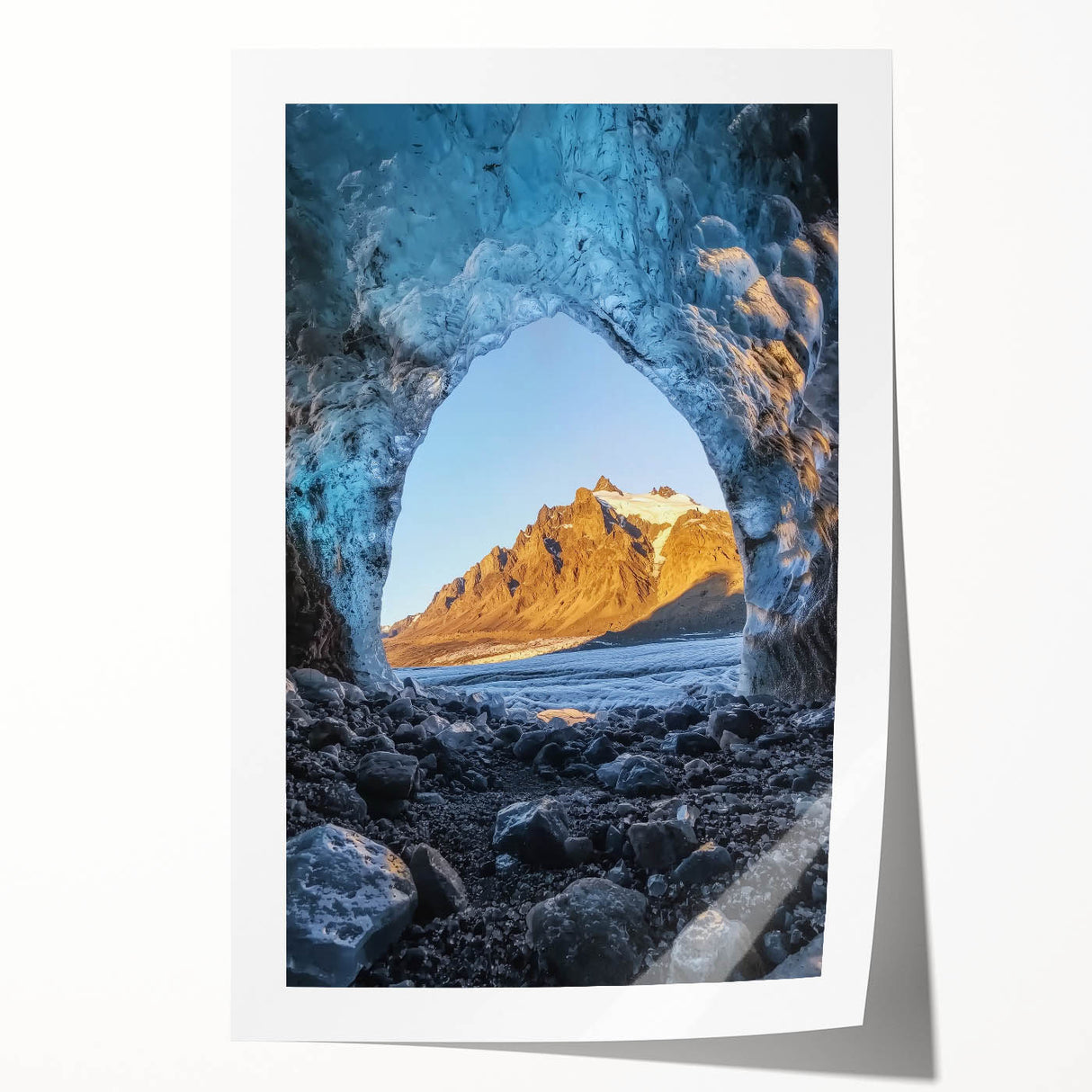 Vibrant rolled print showcasing a stunning cave landscape with rich earth tones and intricate details, perfect for enhancing home decor and art collections.