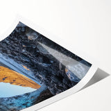 Stunning rolled canvas print showcasing a vibrant landscape featuring intricate cave formations, perfect for home decor. Packaged securely in a protective cardboard tube for safe shipping.