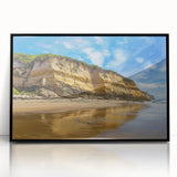 Framed acrylic wall art depicting dramatic cliffs and landscapes, showcasing vibrant colors and intricate details, perfect for contemporary home decor.