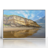 Framed acrylic artwork depicting a stunning cliff landscape with vibrant colors and intricate details, perfect for enhancing modern home decor.