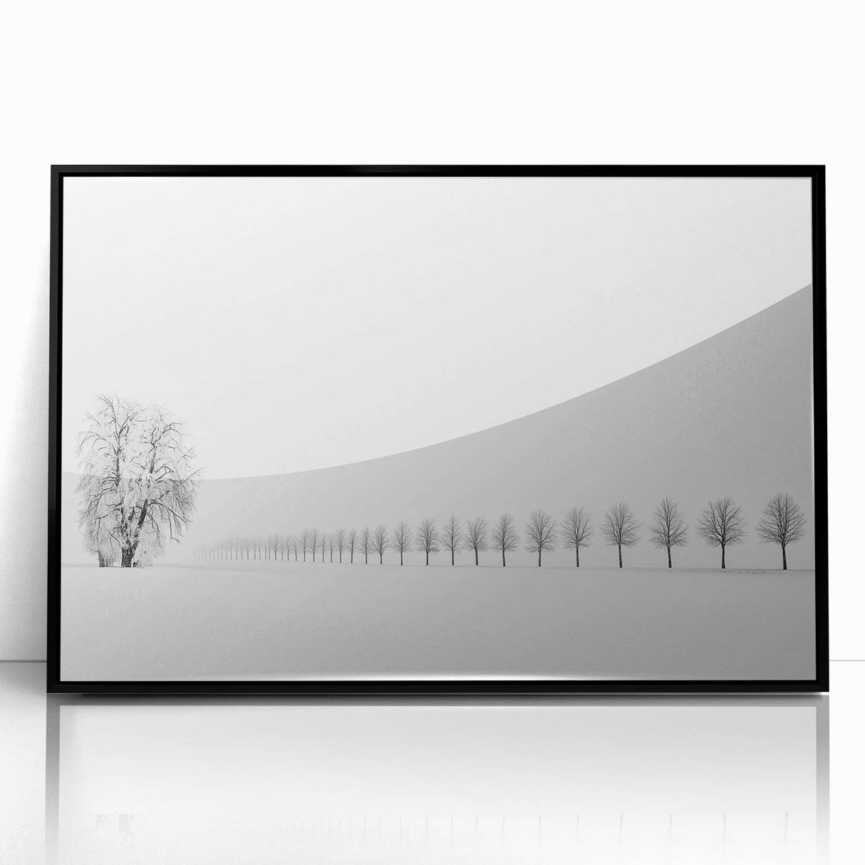 Minimalist Office Wall Art – Modern Black and White Winter Scene