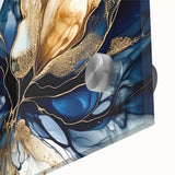 Close-up image of vibrant abstract floral wall art featuring colorful brush strokes and textures, displayed on acrylic glass for a contemporary look.