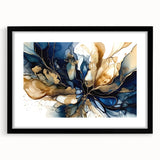 Abstract floral wall art framed in black, featuring vibrant colors and intricate designs, perfect for modern home decor. Ideal for living room or office spaces.