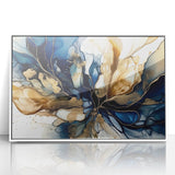 Framed acrylic wall art featuring an abstract floral design with vibrant colors on a white background, adding a modern touch to home decor.