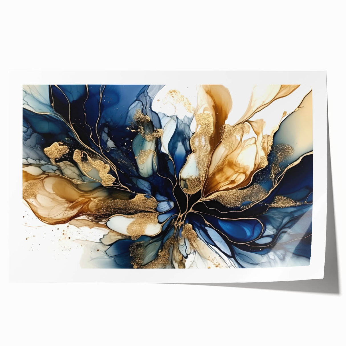 Abstract floral wall art print showcasing vibrant colors like pink, blue, and green on a white background, rolled and ready for framing to enhance home decor.