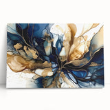 Abstract floral wall art on stretched canvas showcasing vibrant colors, intricate patterns, and a modern design, perfect for enhancing home decor aesthetics.
