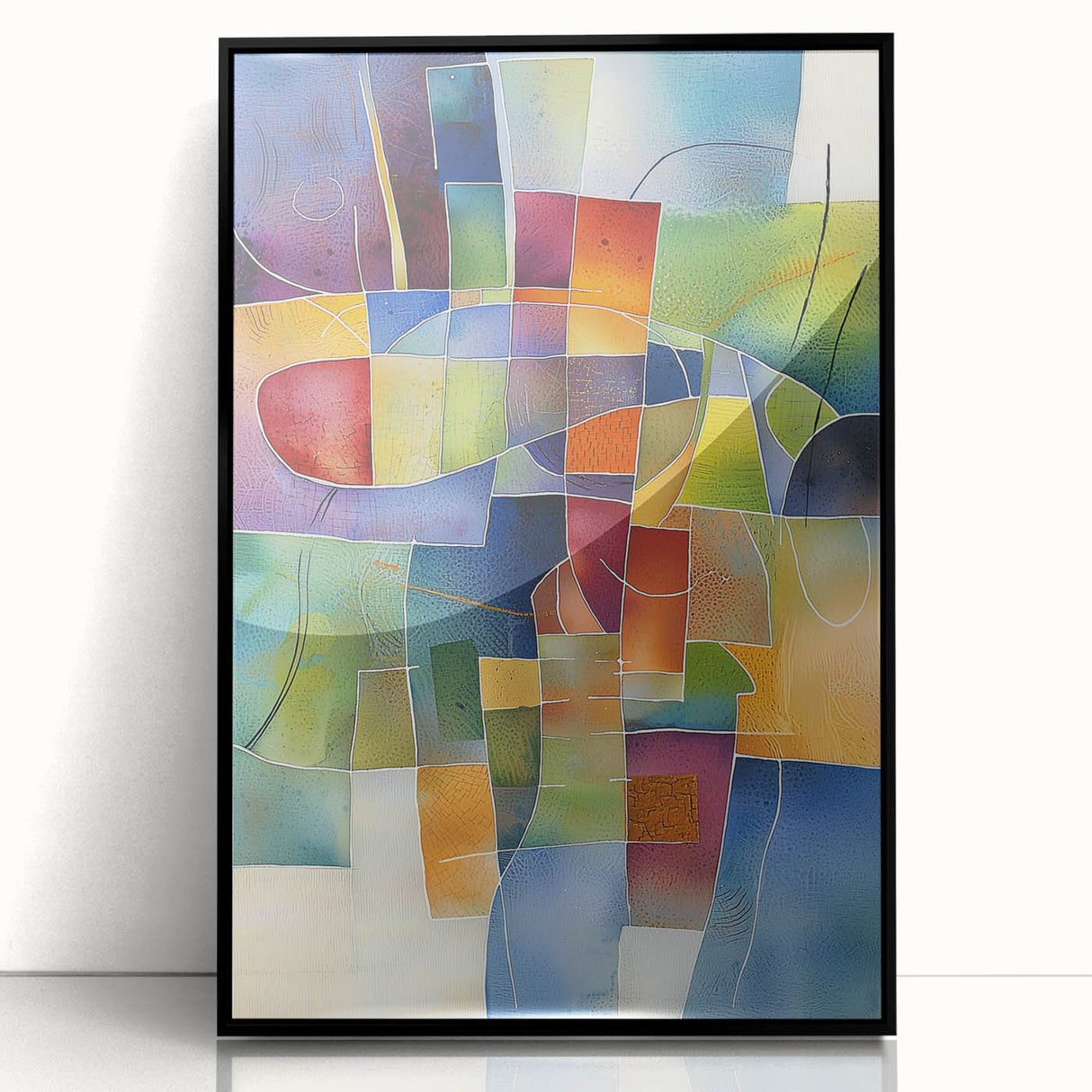 Framed abstract geometric wall art in black acrylic, showcasing sharp angles and modern design, perfect for contemporary home decor. Ideal for art enthusiasts seeking unique, stylish pieces to enhance their living spaces.