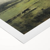 Abstract landscape wall art printed on rolled canvas, showcasing vibrant colors and fluid shapes, ideal for contemporary home decor and artistic expression. The piece is packaged securely in a cardboard tube, ensuring safe delivery and preservation.