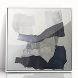 Modern Abstract Wall Art – Linear Terrain in Gray, Black & White