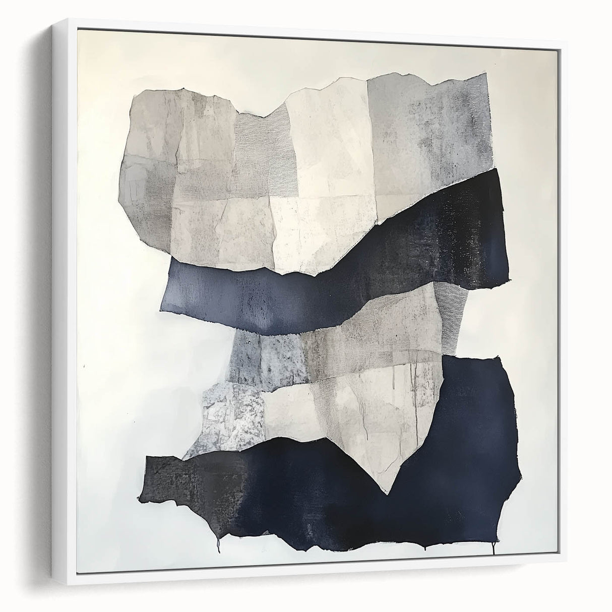 Modern Abstract Wall Art – Linear Terrain in Gray, Black & White