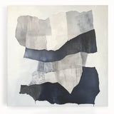 Modern Abstract Wall Art – Linear Terrain in Gray, Black & White