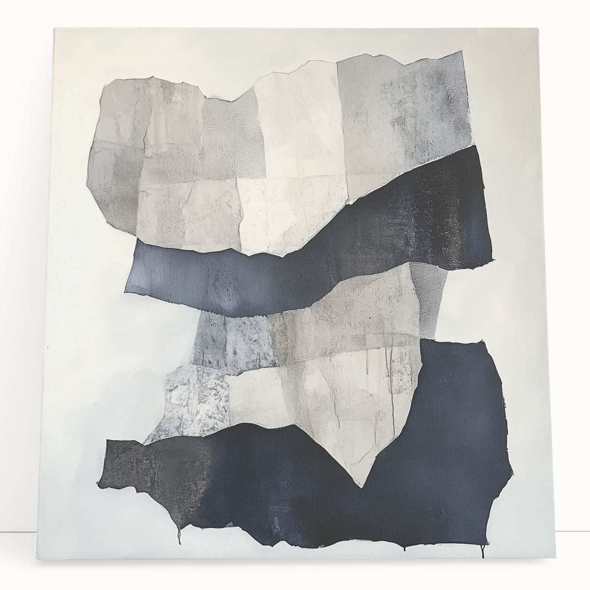 Modern Abstract Wall Art – Linear Terrain in Gray, Black & White
