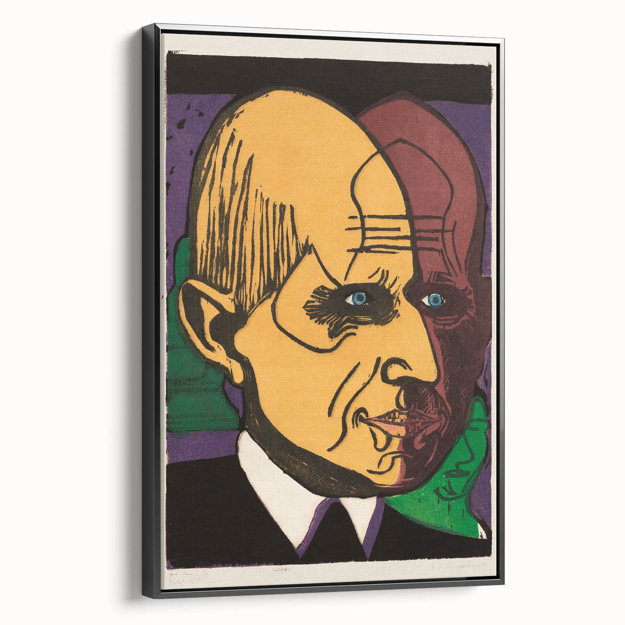 Expressionist Art - Vibrant Dual Portrait with Bold Colors