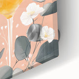 Large abstract wall art in acrylic glass, featuring mid-century modernist food and drink motifs in vibrant colors.