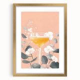 Extra large abstract art print in textured style, featuring swirling shades of gold and cream, framed with a gold mat.