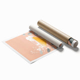 Extra large rolled print featuring vibrant floral art on a white background.