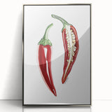 Mid-century modernist art featuring an array of colorful fruits on silver-framed acrylic, suitable for nursery wall decor.