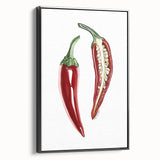 Black and white framed canvas depicting a vintage fruit illustration, ideal for bedroom wall art.