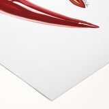 Art deco poster featuring assorted fruits in bold colors on rolled canvas, suitable for dining room decor.