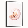 Sleeping Teddy on Moon Print - Nursery Wall Art for Kids