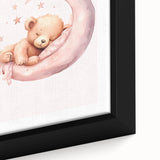 Sleeping Teddy on Moon Print - Nursery Wall Art for Kids