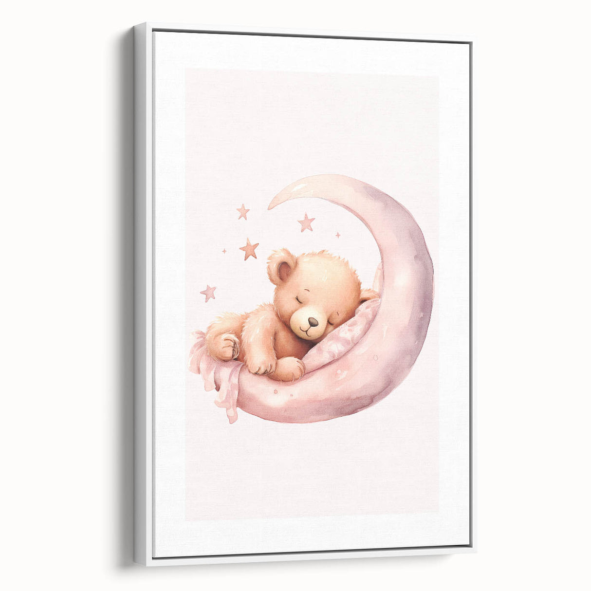 Sleeping Teddy on Moon Print - Nursery Wall Art for Kids