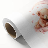 Sleeping Teddy on Moon Print - Nursery Wall Art for Kids