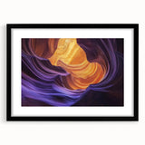 Black frame with a mat showcasing a stunning landscape print of canyons, ideal for home decor. Perfect for adding a touch of nature-inspired elegance to your walls.