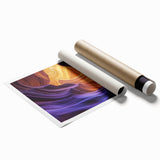 Vibrant landscape print showcasing stunning canyons in rich earthy tones, rolled and ready for display, perfect for nature lovers and home decor enthusiasts.