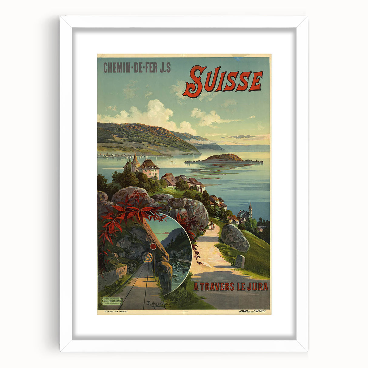 Vintage Switzerland Travel Poster - Jura Region Scenic Art Print