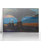 Realism Art Print of Coastal Palm and Sea View - Classical Realism Canvas