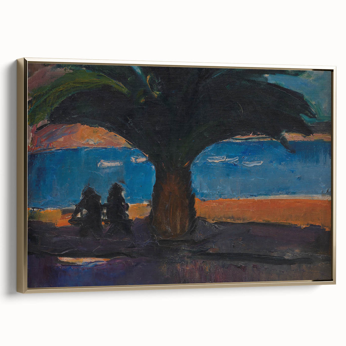 Realism Art Print of Coastal Palm and Sea View - Classical Realism Canvas