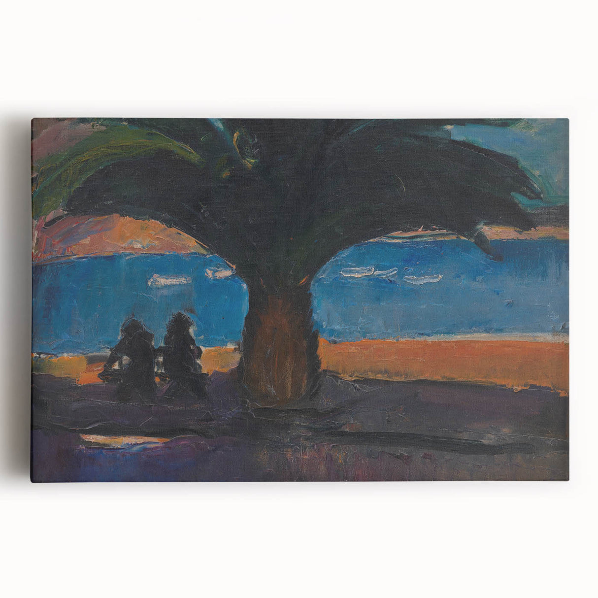Realism Art Print of Coastal Palm and Sea View - Classical Realism Canvas