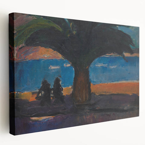 Realism Art Print of Coastal Palm and Sea View - Classical Realism Canvas